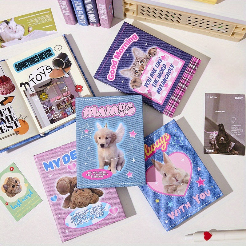 80pcs Pocket Record Book Fabric Art Cartoon Student Notebook
