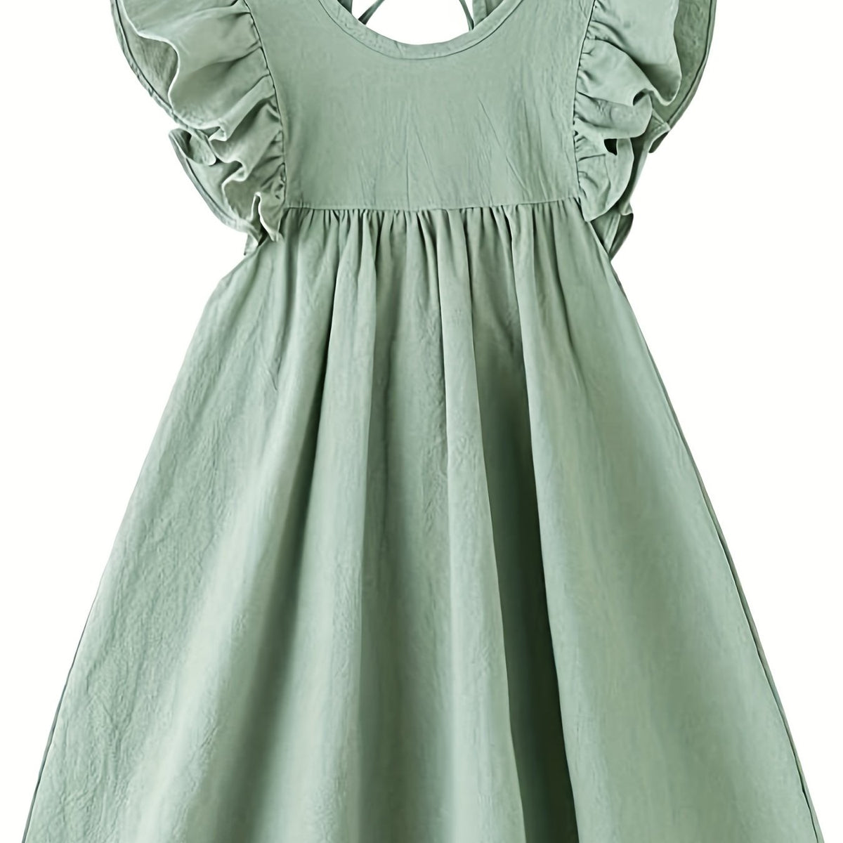 Toddler Girl Cotton Linen Lace Up Dress Sleeveless Casual Summer Sundress
