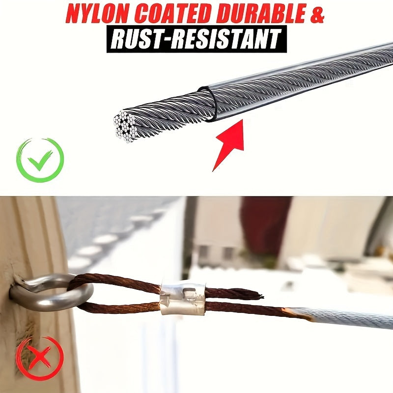 4pcs 12ft 2mm Stainless Steel Cable 7x7 Strands for Tent & Hanging