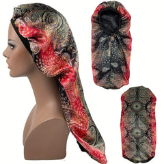 Paisley Print Satin Bonnet Double Layer Sleeping Cap Long Hair Bonnets