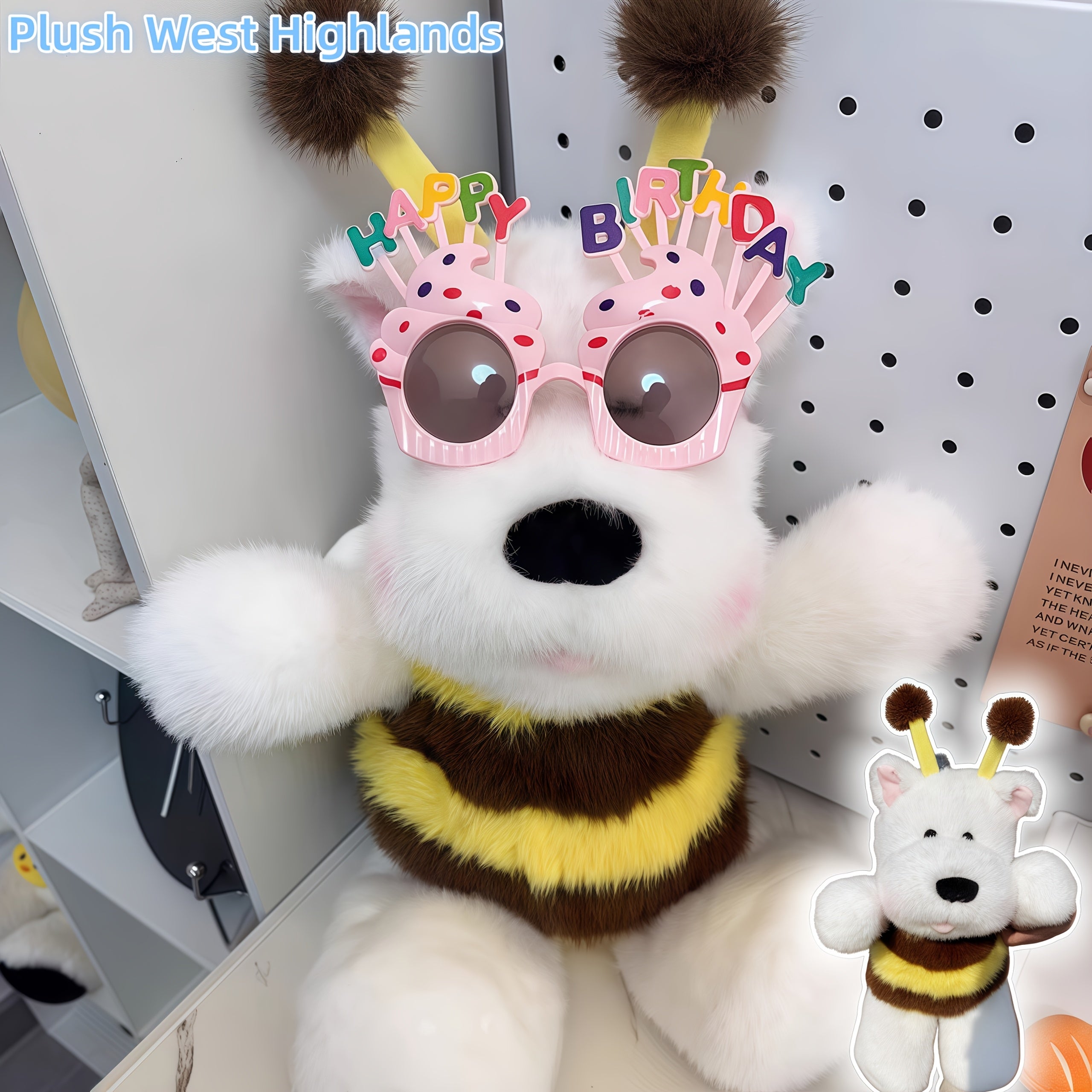 JIAJCHUF Plush Bee Puppy & West Highland Terrier Soft Hug