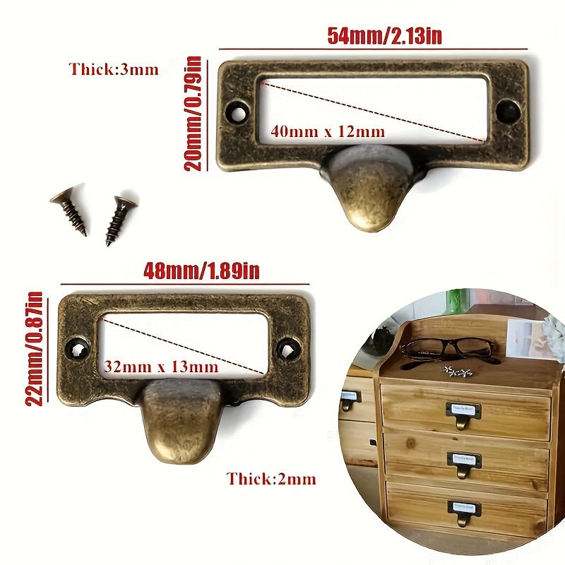 6pcs Antique Brass Metal Label Handle for Cabinet Furniture
