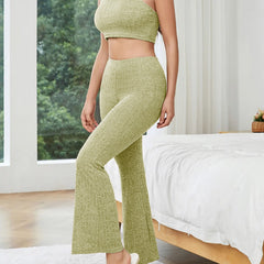  Ribbed Knit Crop Cami Top & Pants Set