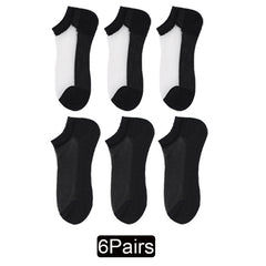 6 Pairs Lace No Show Socks Breathable Crystal Glass Low Cut Ankle Socks