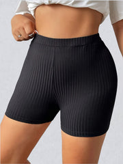  High Waist Ribbed Fitness Yoga Shorts
