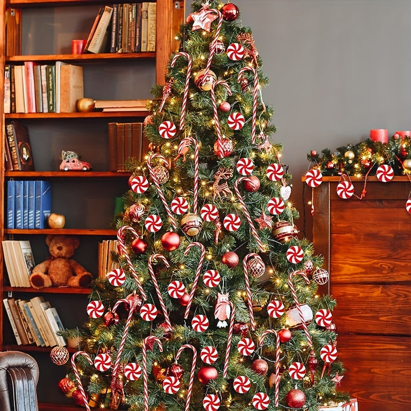 20pcs Christmas Red & Candy Windmill Cane Set Tree Pendant
