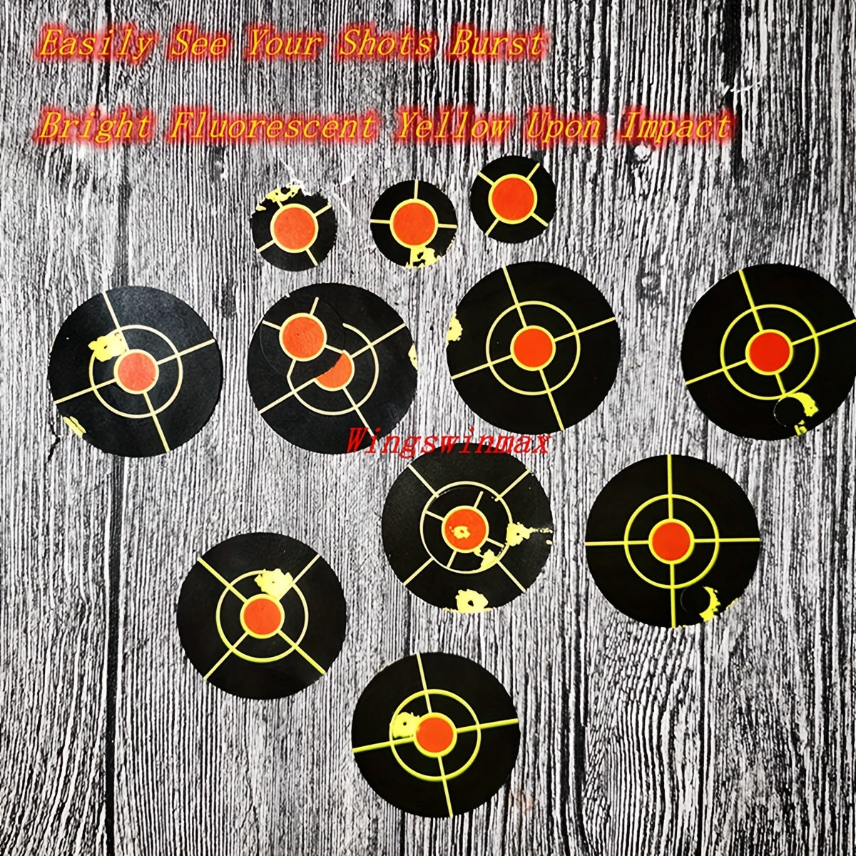 10 Pack Adhesive Splatter Targets 2.5" Plus 1" Bright Yellow Burst Upon Impact