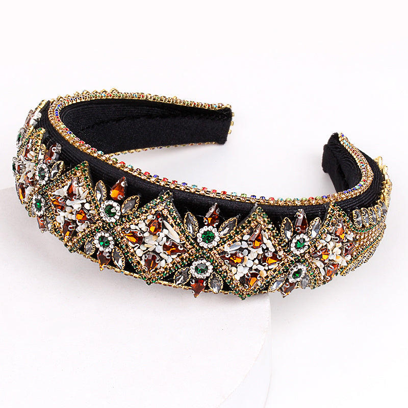 Baroque Crystal Padded Headband Velvet Hair Accessory