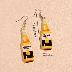 Beer Bottle Graffiti Dangle Earrings Acrylic Gift Women Girls