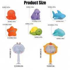 ROYLANZ Mixed Bath Toy Set Rabbit Duck Fishing Net Animal Shaped Play Set
