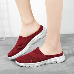 Women's Mesh Hollow Out Slip On Mules Flat Casual Shoes