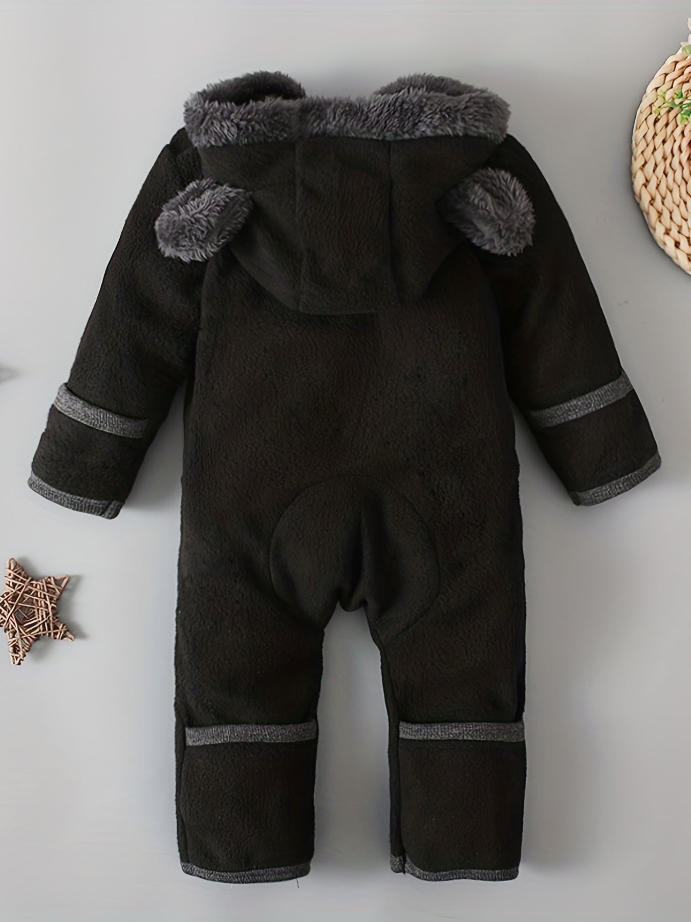 Baby Boys Long Sleeve Bear Hooded Jumpsuit