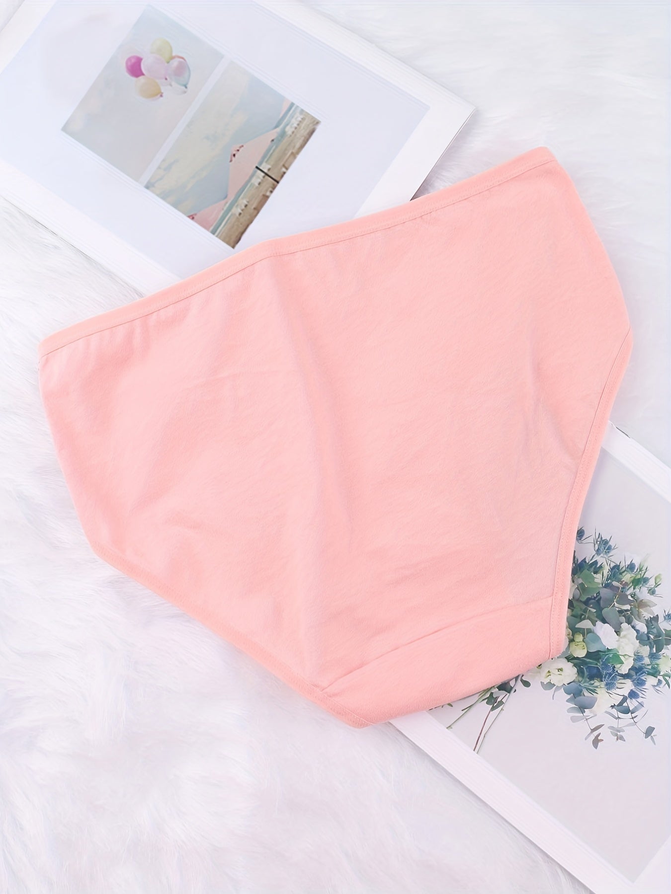 6 Pack Plus Size Panties Set Women's Plus Bow Knot Print Contrast Panel Panties