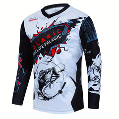 Men's Fish Pattern Cycling Shirt Active Long Sleeve Top