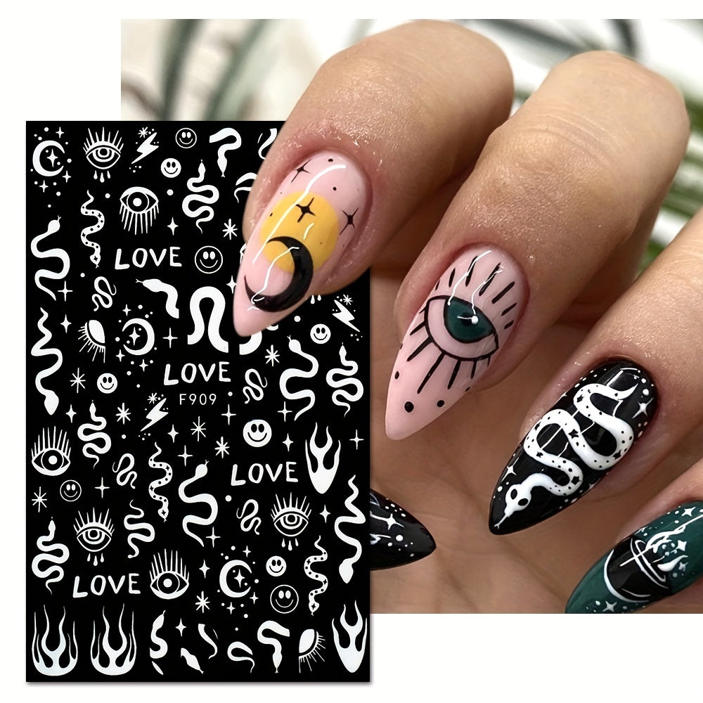 Evil Eye Nail Art Stickers Decals 3D Self Adhesive Witch Nail Decals