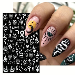 Evil Eye Nail Art Stickers Decals 3D Self Adhesive Witch Nail Decals