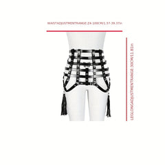 Gothic Tassel Harness Belt PU Leather Waistband for Women