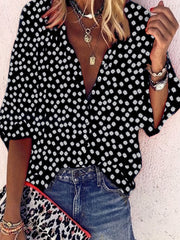  Boho Blouse Floral Print Puff Sleeve Shirt