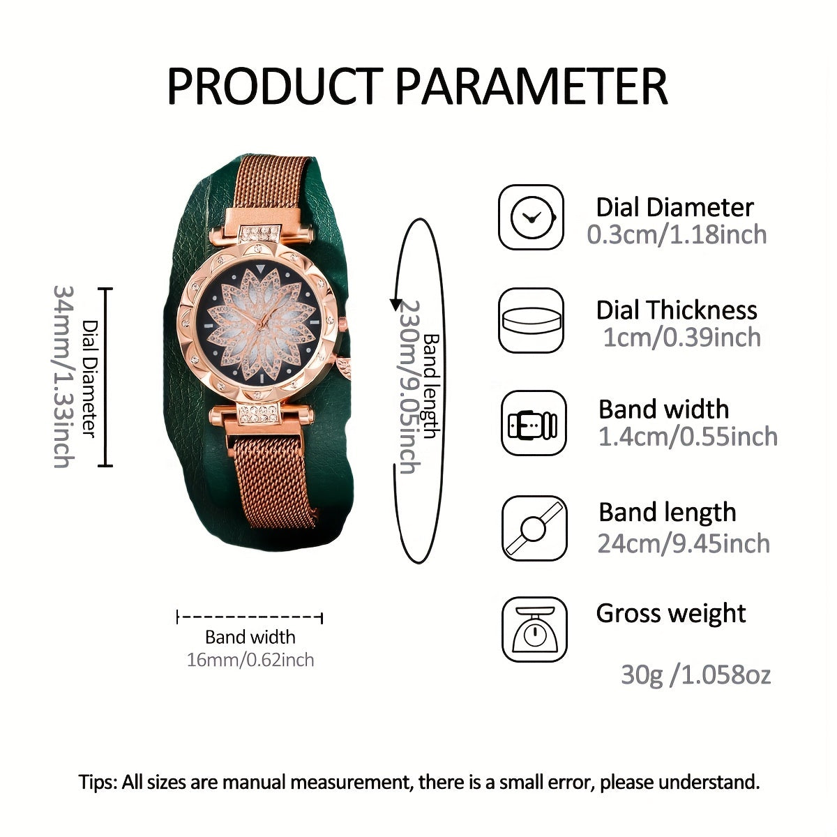 Digital Rhinestone Watch & 2 Bracelets Set