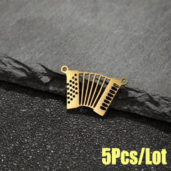 5pcs Stainless Steel Accordion Music Connector for DIY Jewelry Making