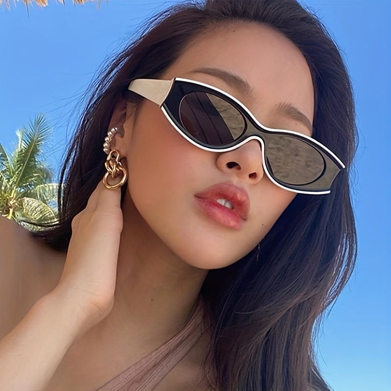 Y2K Oval Sunglasses For Women Men Hippie Block UV400 Sun Shades Glasses
