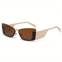 Y2K Semi Rimless Sunglasses Metal Glasses UV400