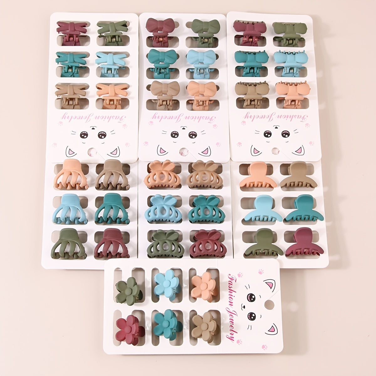 6pcs Mini Flower Bow Hair Claw Clip Strong Grip Hair Jaw Clip