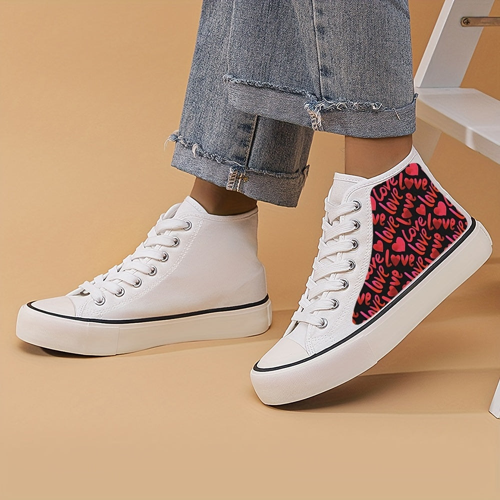 Girl's Love Heart High Top Skate Shoes