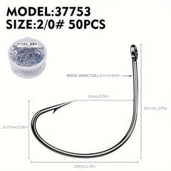 50pcs High Carbon Steel Fish Hooks Box High Strength Corrosion Resistance