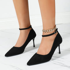 Women's Ankle Strap High Heels Pointed Toe Dress Stilettos