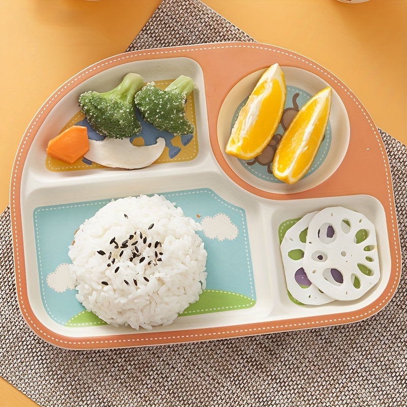 Cartoon Bamboo Fiber Animal Printed Dinner Plate Feeding Pan Tableware