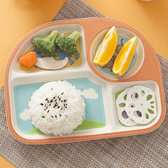 Cartoon Bamboo Fiber Animal Printed Dinner Plate Feeding Pan Tableware