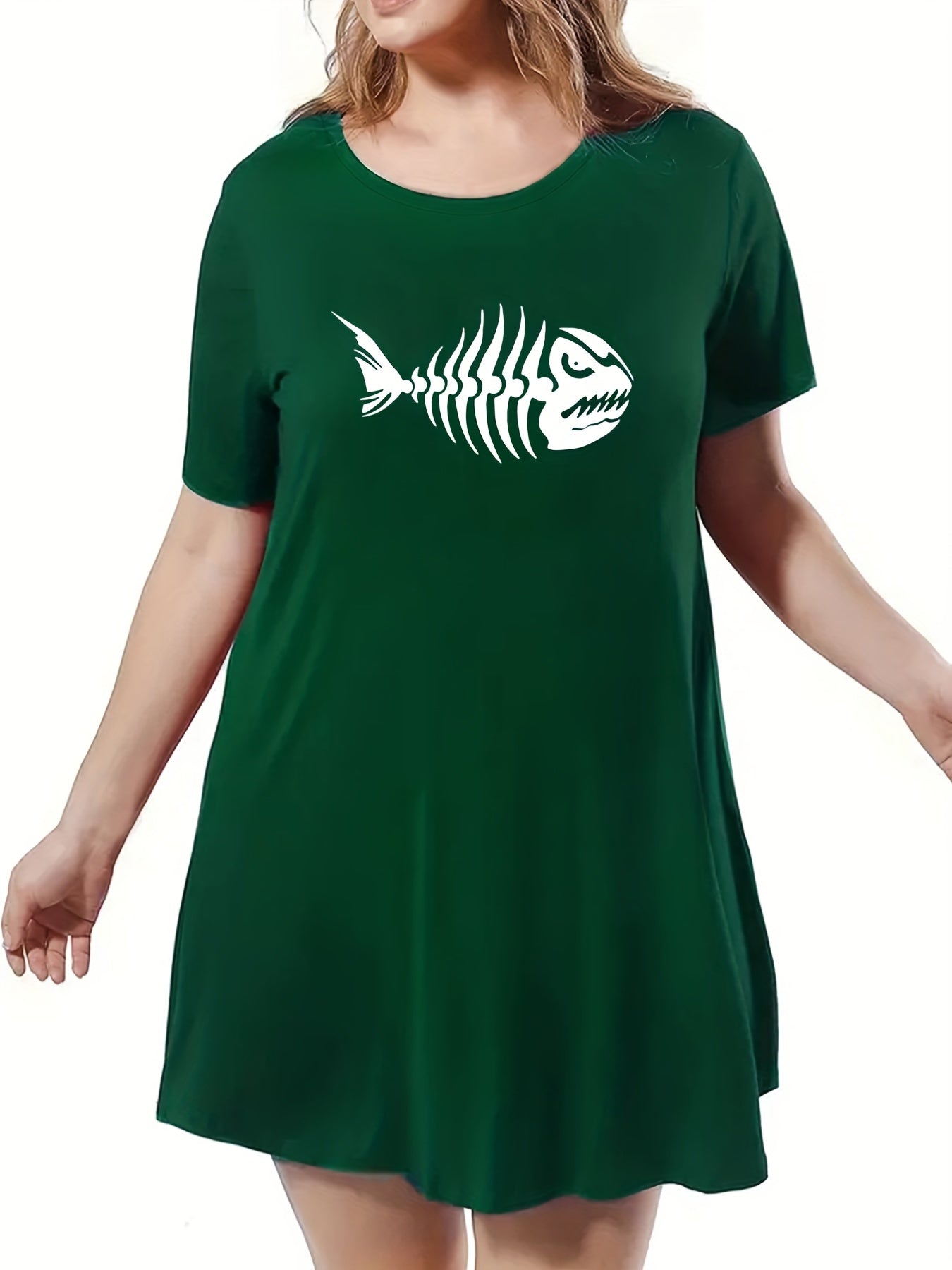  Fish Bone Print Tee Nightdress