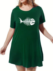  Fish Bone Print Tee Nightdress