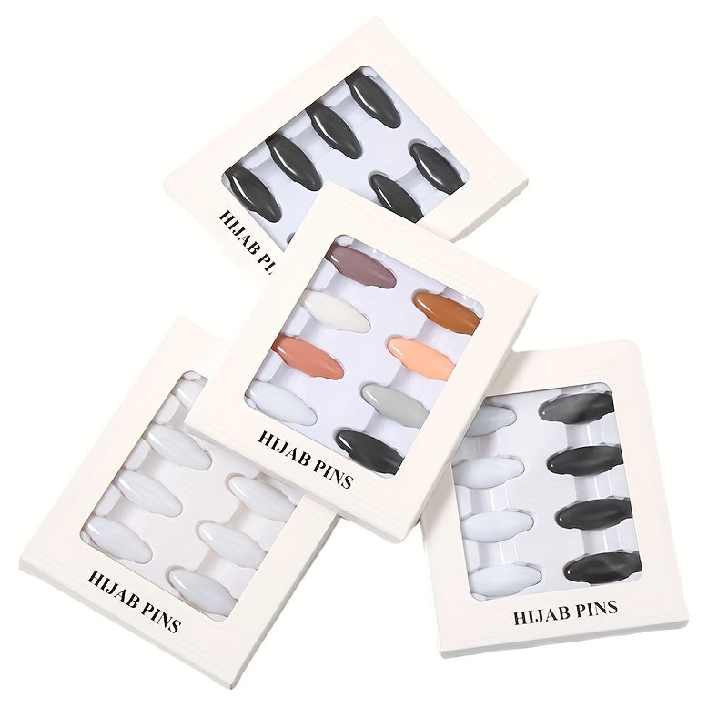 8pcs Scarf Safety Pins With Box Candy Hijab Pins Shawl Brooch Pins Bandana Turba