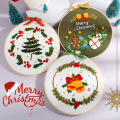 Embroidery Kit Merry Christmas Pattern 1 Hoop DIY Knitting Gift