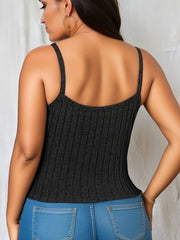  Solid Ribbed Scoop Neck Cami Top