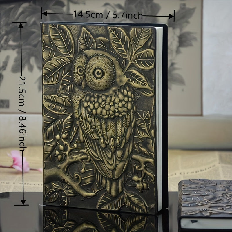 Vintage Embossed PU Leather Notebook Owl Patterned A5 Notebook