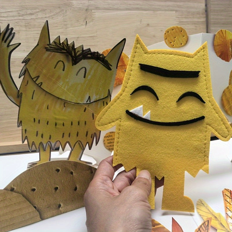7pc Emotional Monster Hand Puppets Set for Storytelling with Emotion Props