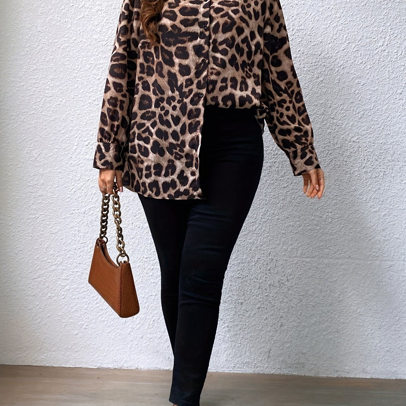  Leopard Print Button Up Shirt Top