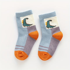 5pairs Baby Boys Kids Dinosaur Pattern Socks Autumn