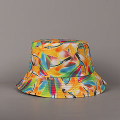 Colorful Graffiti Reversible Bucket Hat Orange Fisherman Sun Cap