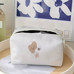 Abstract Face Line Cosmetic Bag For Women Portable Travel Toiletry Storage