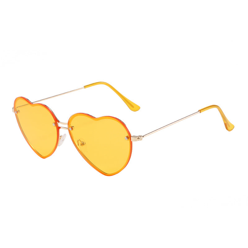 Large Frame Heart Sunglasses UV400 Polarized Eyewear Women's Metal Glasses
