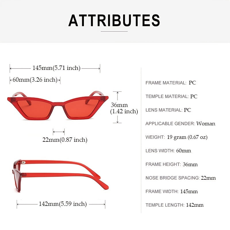 Skinny Cat Eye Sunglasses Women Small Square Shades Stylish Street Snap