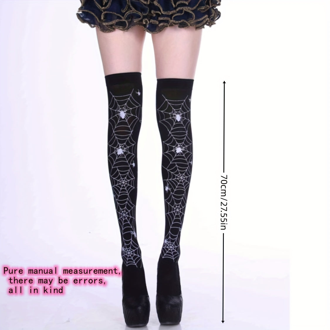 Halloween Party Stockings Spider Web Bat Skull Over The Knee Socks