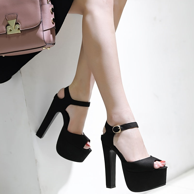 Women's High Heel Platform Sandals Peep Toe Ankle Strap Pumps