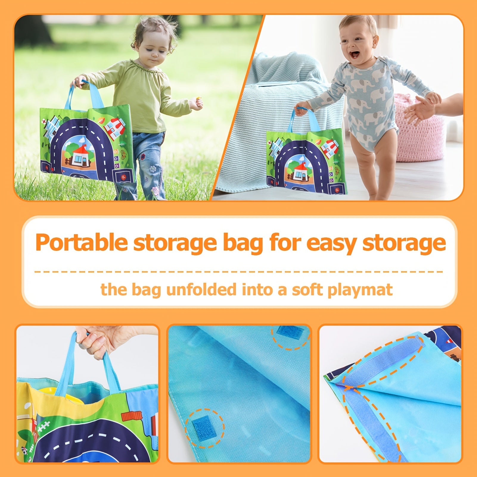 Toddler Car Toy Set with Map Mat and Storage Bags