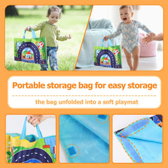 Toddler Car Toy Set with Map Mat and Storage Bags