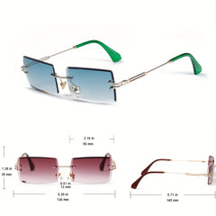 Women's Rimless Square Sunglasses Metal Frame Eyewear